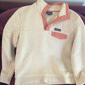 Patagonia Cream and Pink Quilted Sweater
